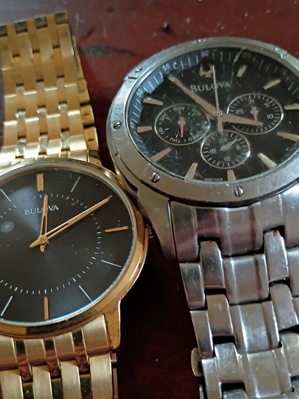 Bulova Gold and Silver Watches with Black Dials